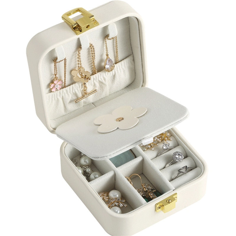 حافظة عرض مجوهرات صغيرة صندوق حلقي خزانة الدولاب المحمولة منظم حقيبة تخزين السفر