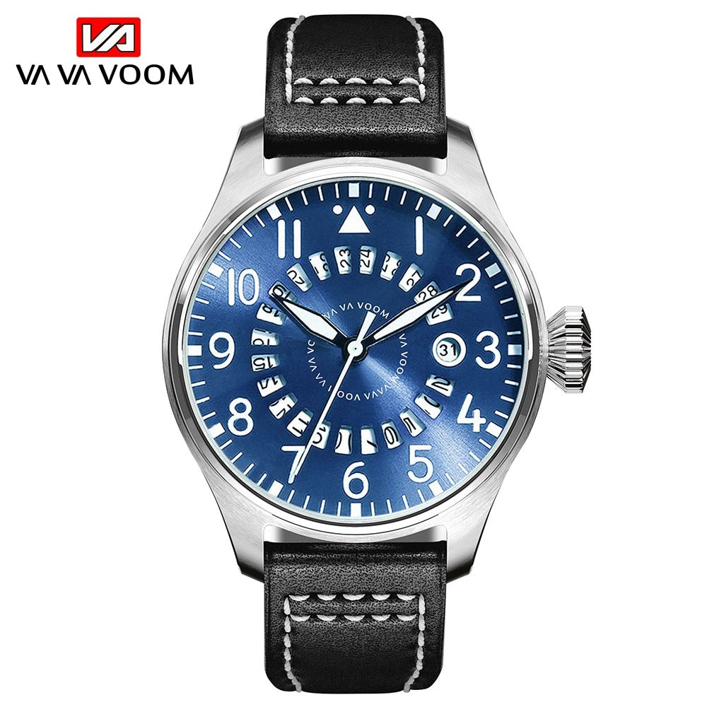 Large Pilot Series Creative Calendar Airplane Sports Military SEAL Fashion Casual Brand Army Brown Leather Wrist Watches For Men