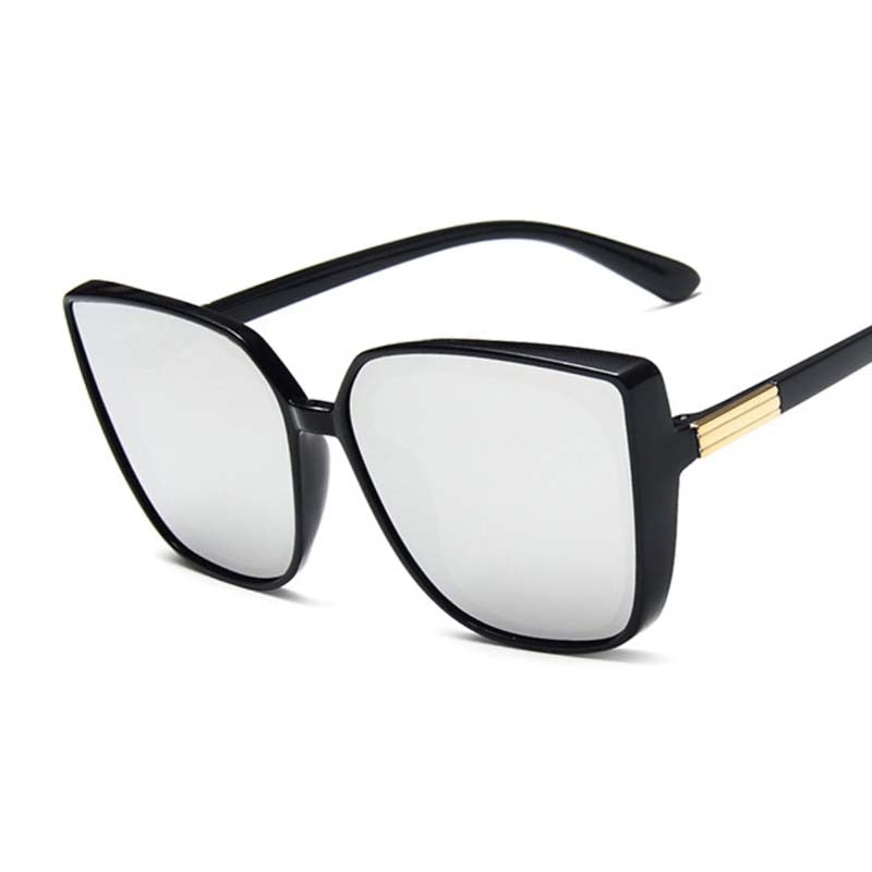 العلامة التجارية مصمم عين القط النظارات الشمسية امرأة خمر مرآة سوداء نظارات شمسية للأزياء إطار كبير كول مثير الإناث Oculos