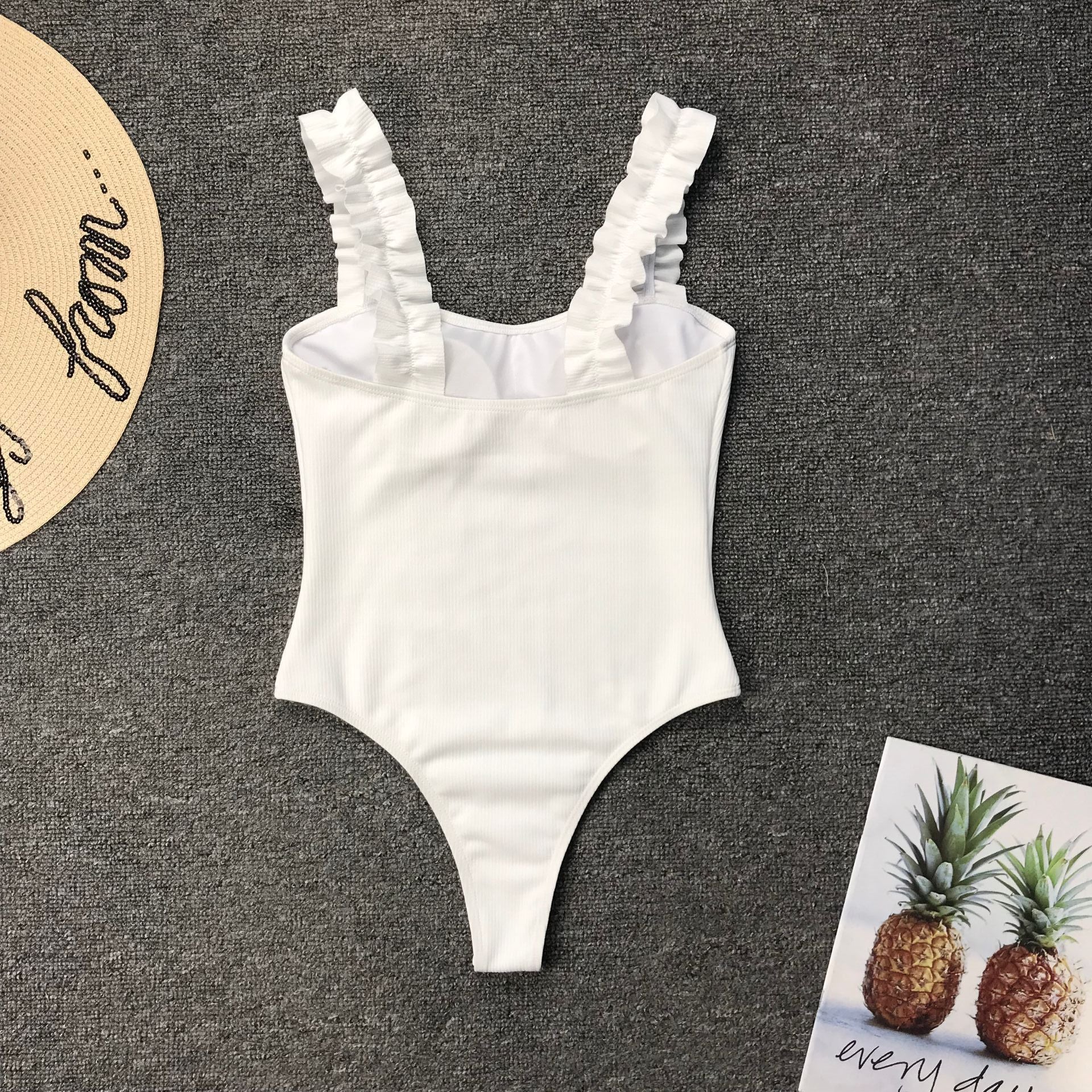 2023 One Piece Women&#39;s Swimsuit White Ruffle Swimwear Push Up Monokini Bodysuit Swimsuit Female Bathing Suit Summer Beach Wear