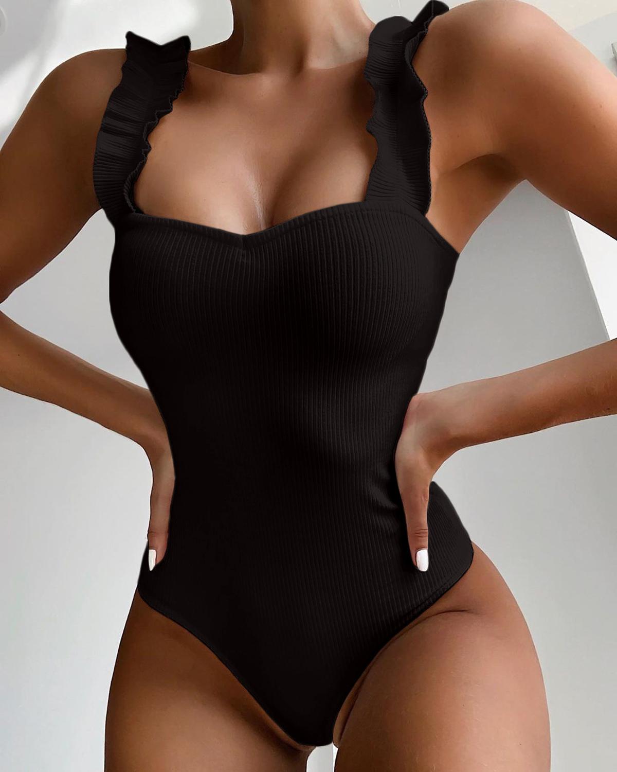 2023 One Piece Women&#39;s Swimsuit White Ruffle Swimwear Push Up Monokini Bodysuit Swimsuit Female Bathing Suit Summer Beach Wear