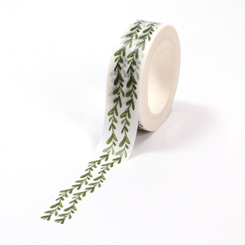 1PC 15MM*10M NEW arrival Spring Green Leaves Decorative Washi Tape DIY Scrapbooking Masking Tape School Office Supply