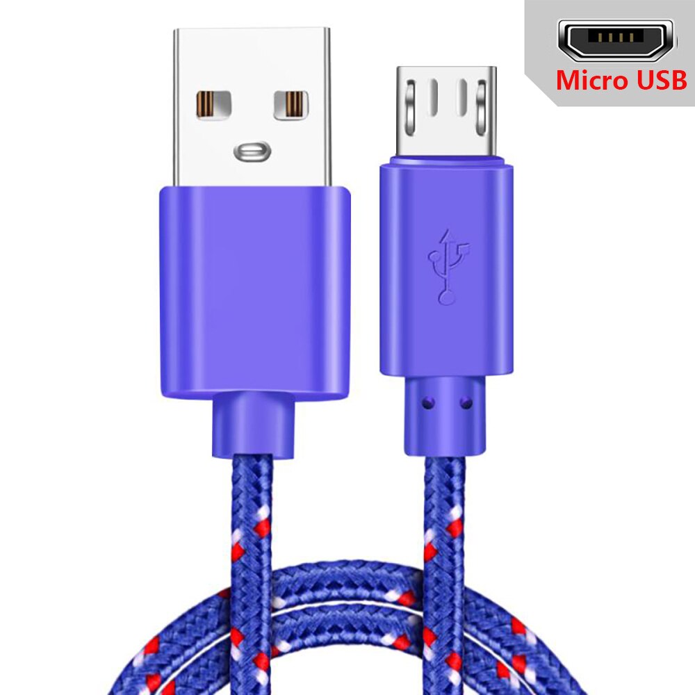 USB Type C Cable for Samsung S20 S21 Xiaomi Nylon Braided Mobile Phone Fast Charging USB C Cable Type-C Charger Micro USB Cables