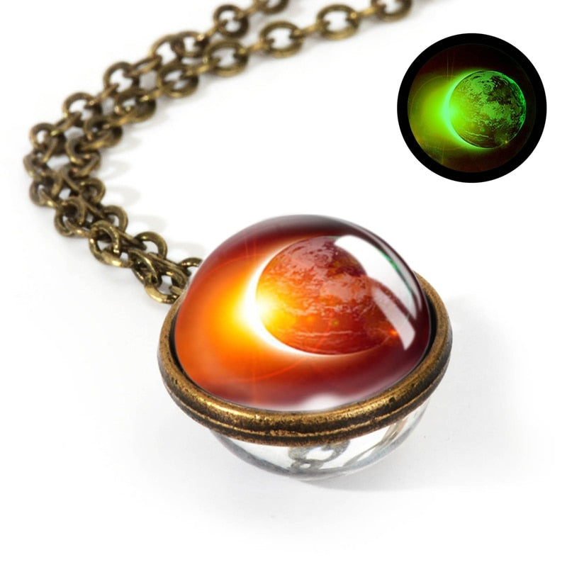 2020 New Nebula Galaxy Double Sided Pendant Necklace Universe Planet Jewelry Glass Art Picture Handmade Statement Necklace