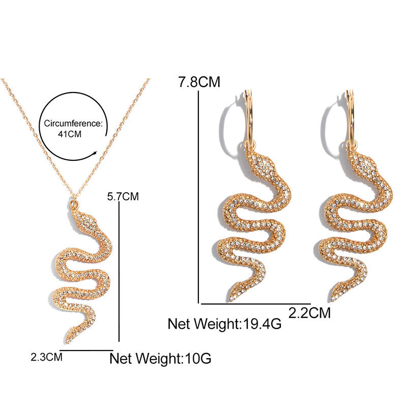 Flatfoosie New Fashion Snake Crystal Pendant Necklace For Women Gold Color Clavicle Chain Creative Design Jewelry Party Gift