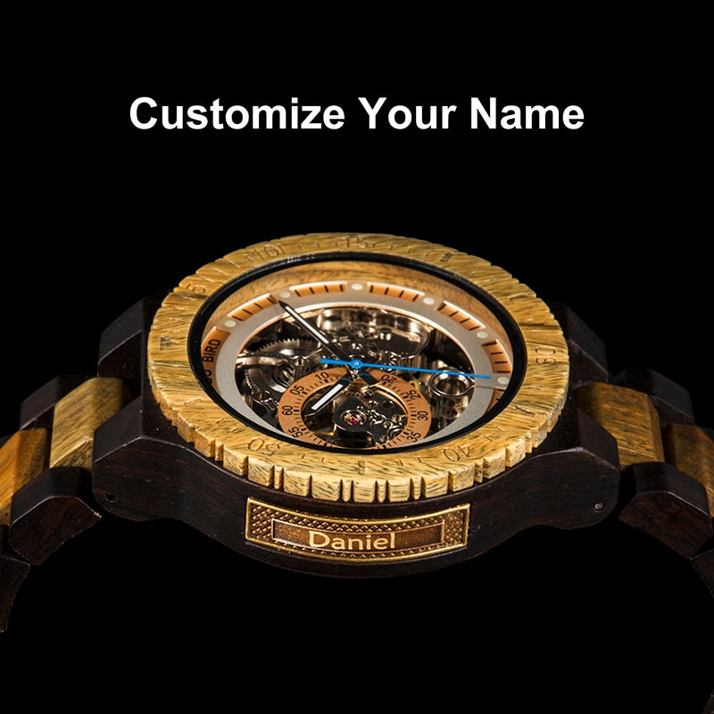 Personalized Watch Men BOBO BIRD Wood Automatic Watches Relogio Masculino Custom Anniversary Gifts for Him Free Engraving