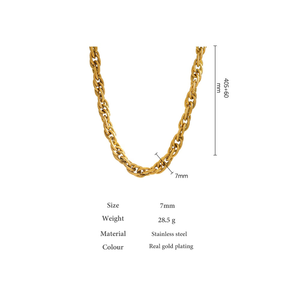 Yhpup Stainless Steel Chains Neckalces Statement Jewelry for Women Gold Metal 18 K Plated Collar Gift