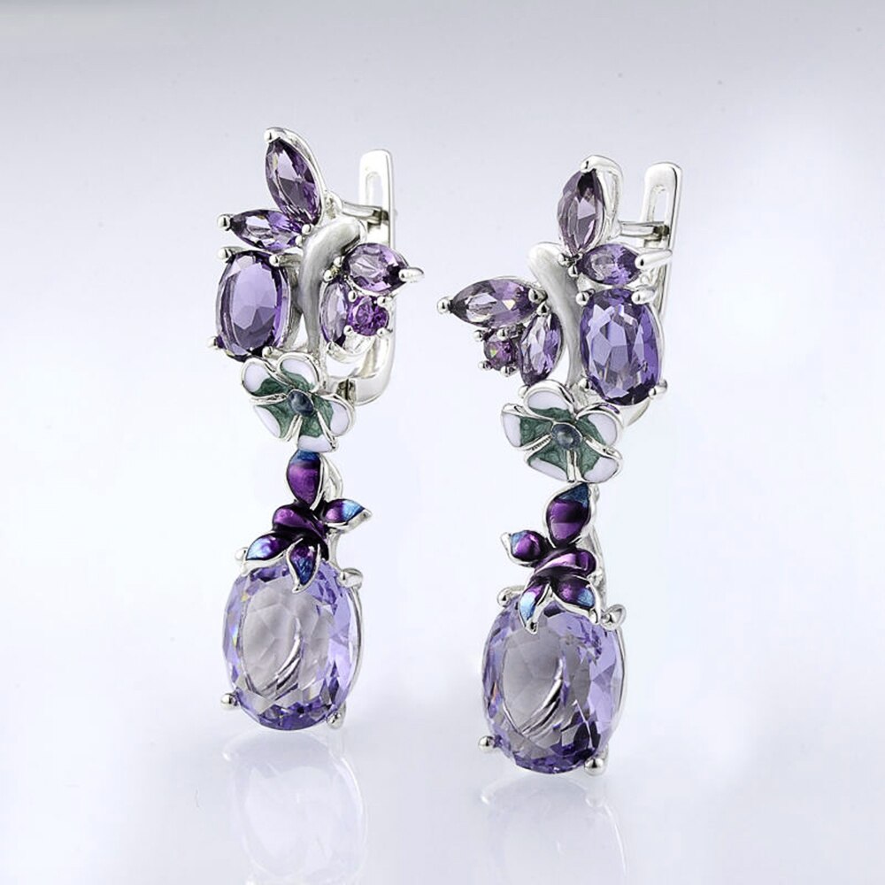 CAOSHI Charming Drop Earrings for Women Dazzling Purple Zirconia Elegant Female Exquisite Lady Party Accessories Fancy Jewelry