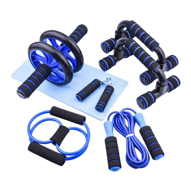 مجموعة عجلة البطن Ab Roller مجموعة أربطة مقاومة رافعة للأعلى وقضيب تمرين منزلي وكمال الأجسام وتدريب العضلات ومعدات اللياقة البدنية