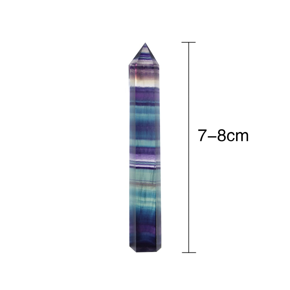 Natural Fluorite Crystal Colorful Striped Fluorite 4-7CM Quartz Crystal Stone Point Healing Hexagonal Wand Treatment Stone