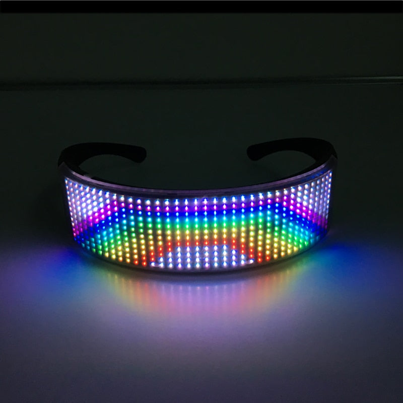 App Control Bluetooth Led Party Glasses Customized Languages USB Charge Flashing  Luminous Eyewear Christmas Concert Sunglasses