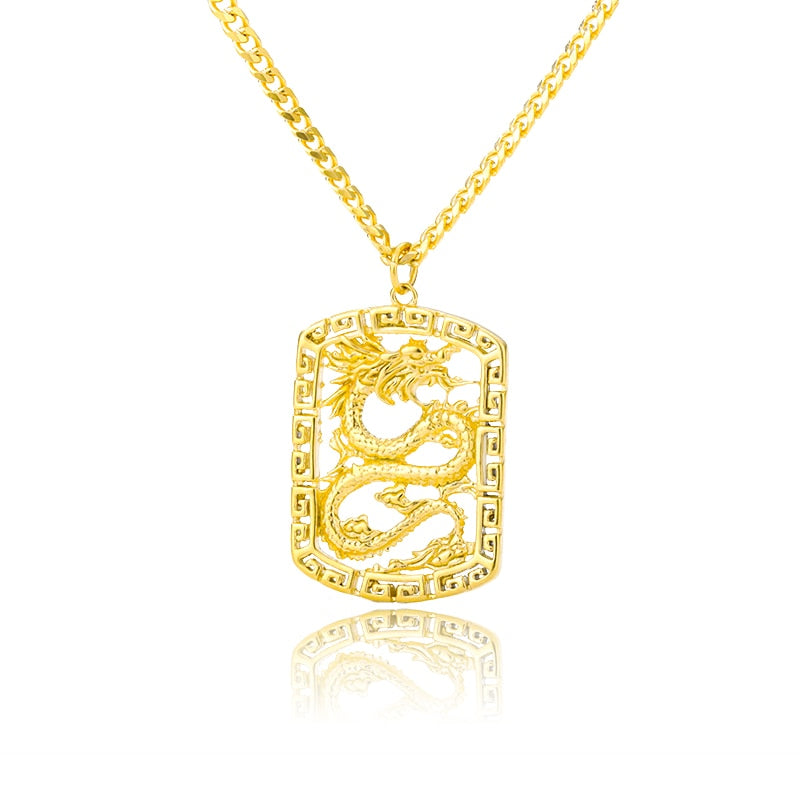 Jewelry 2020 CZ Dragon Pendant Necklaces for Women Men Gold Color Jewellery Cubic Zirconia Mascot Ornaments Lucky Symbol Gifts