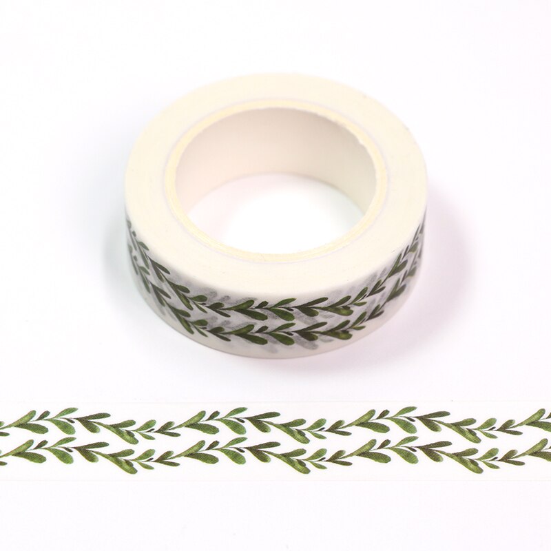 1PC 15MM*10M NEW arrival Spring Green Leaves Decorative Washi Tape DIY Scrapbooking Masking Tape School Office Supply