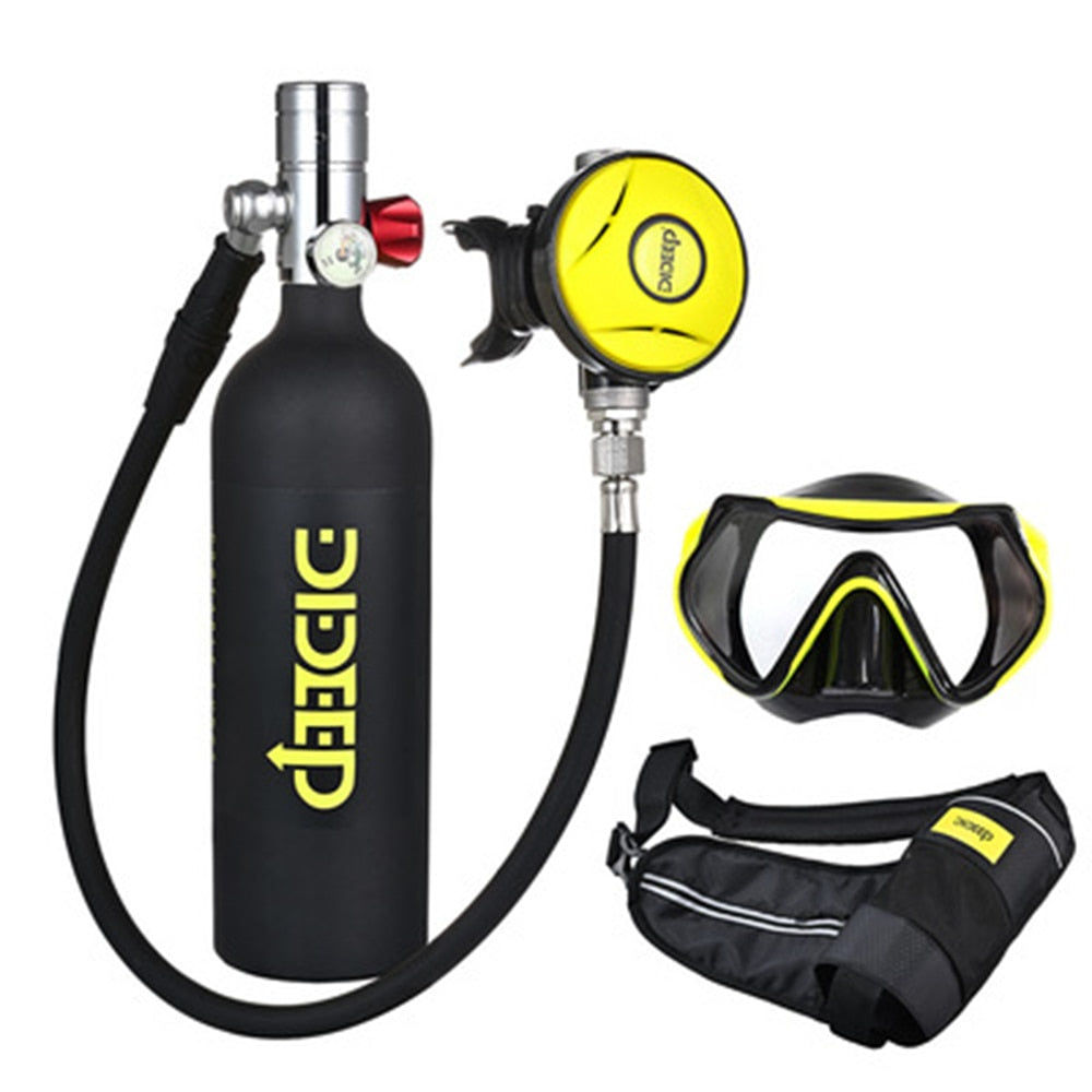 DIDEEP Scuba Diving Cylinder Mini 1L Oxygen Tank Set Respirator Air Tank With Hand Pump for Snorkeling Breath Diving Equipment