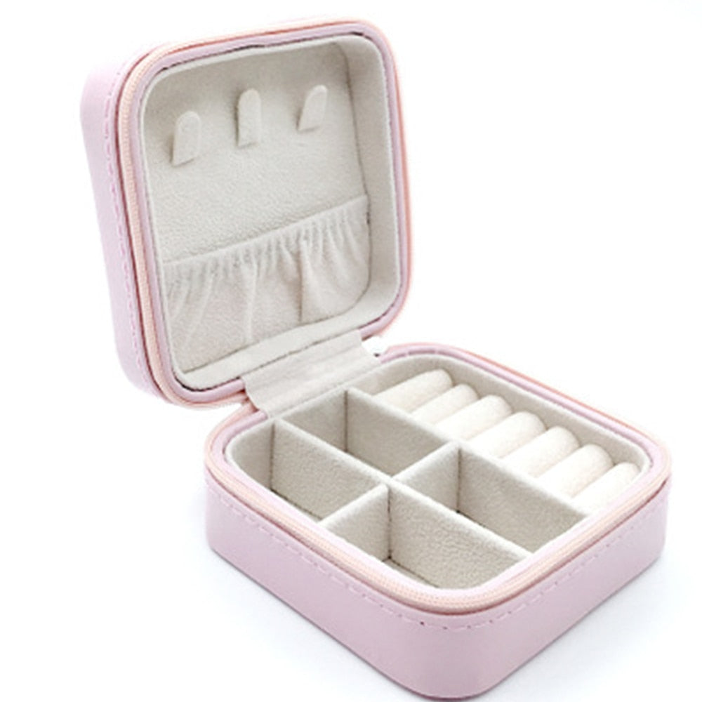 Mini Jewelry Display Case Ring Box Cabinet Armoire Portable Organizer Case Travel Storage