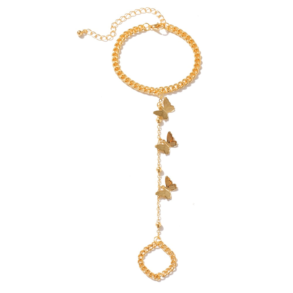 IPARAM Women&#39;s Butterfly Bracelet Vintage Simple Chain Butterfly Charm Finger Bracelet 2021 Fashion Charm Jewelry Gift