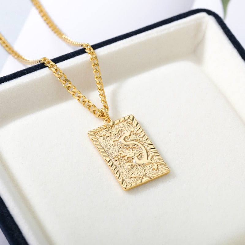 Jewelry 2020 CZ Dragon Pendant Necklaces for Women Men Gold Color Jewellery Cubic Zirconia Mascot Ornaments Lucky Symbol Gifts