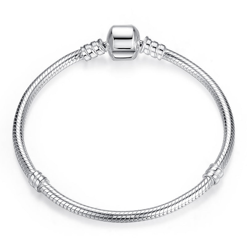 WOSTU 925 Sterling Silver Chain Bracelet Original Bangle For Women Fit Authentic Charms Beads Fashion Jewelry Making Bracelet