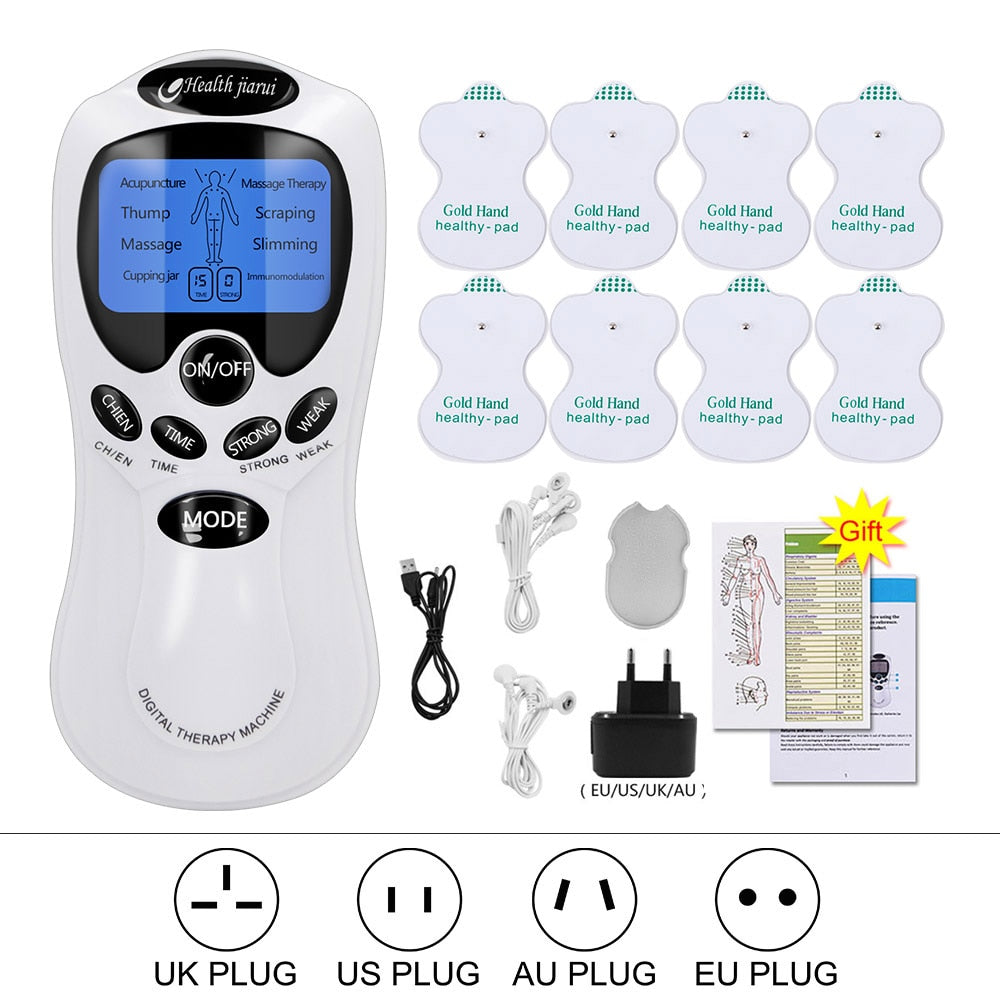 8Pads Digital Electric Massager Tens EMS Acupuncture Body Massage Therapy Machine For Back Neck Foot health Herald Machine