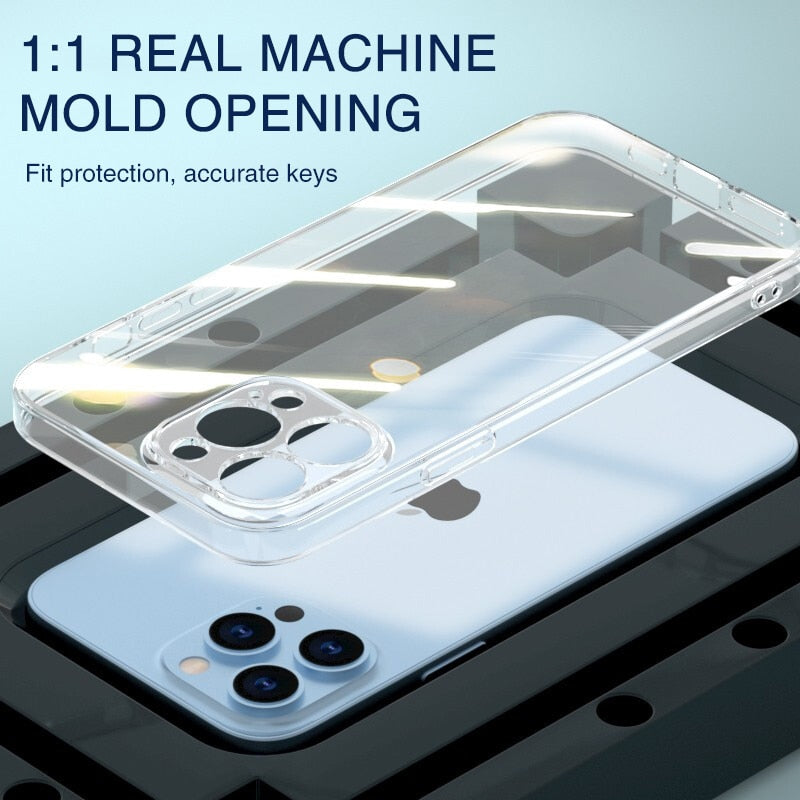Lens Protection Clear Phone Case For iPhone 13 12 11 14 Pro Max Mini Silicone Soft Case On iPhone 14 Plus XR X XS Max Back Cover
