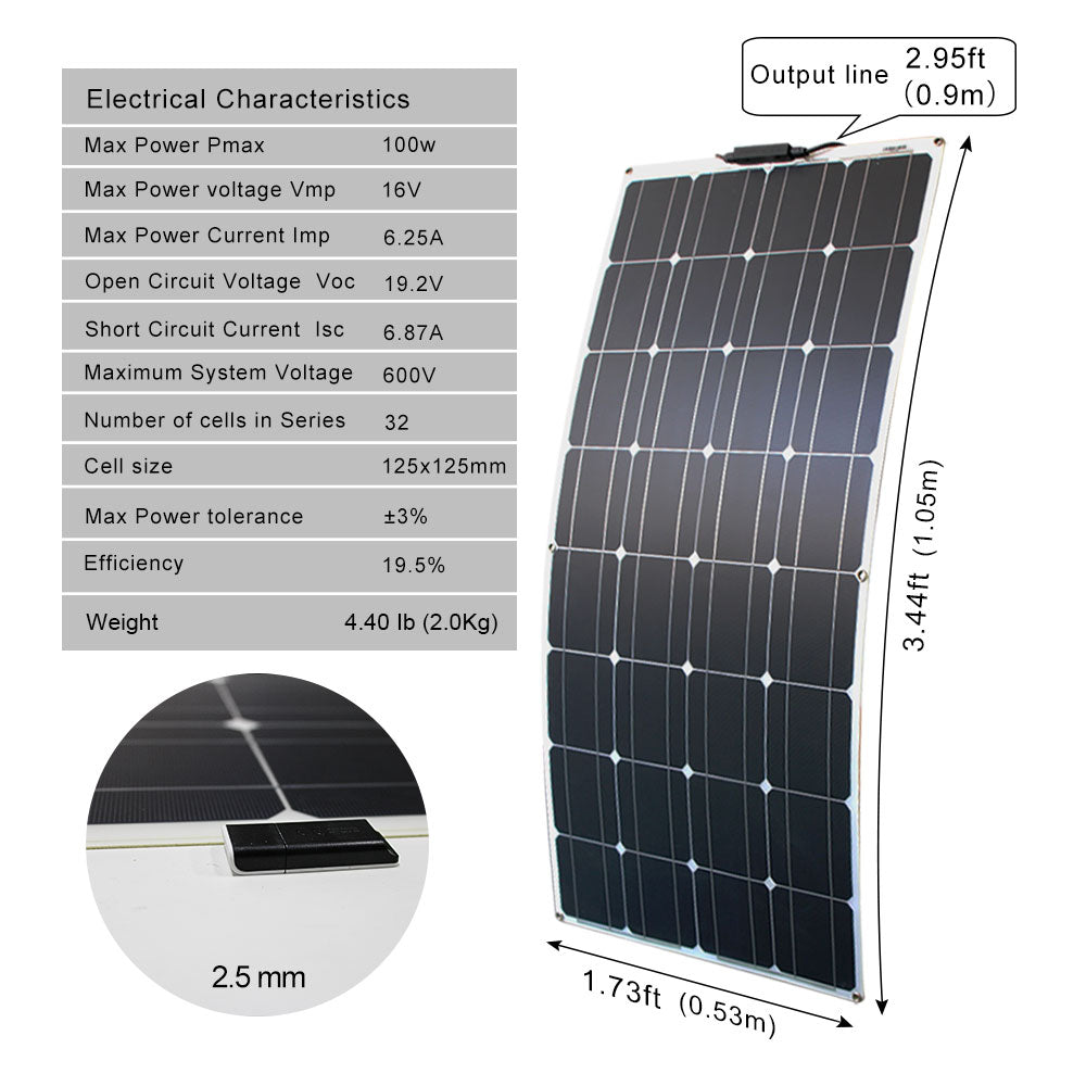 Kit de panneaux solaires et 300w 200w 100w panneaux solaires flexibles 12v 24v module de chargeur de batterie à haute efficacité