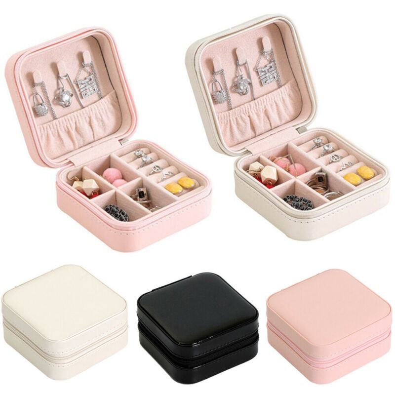 Mini Jewelry Display Case Ring Box Cabinet Armoire Portable Organizer Case Travel Storage