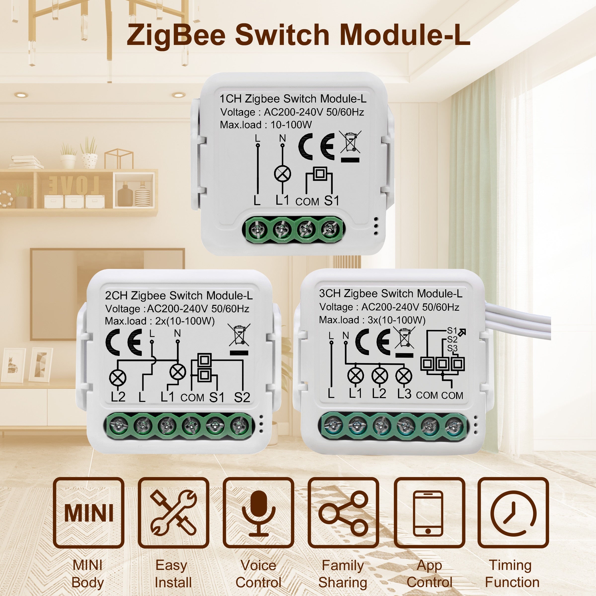 GIRIER Tuya ZigBee 3.0 Smart Switch Module No Neutral Wire Required Smart Home DIY Light Breaker Works with Alexa Google Home