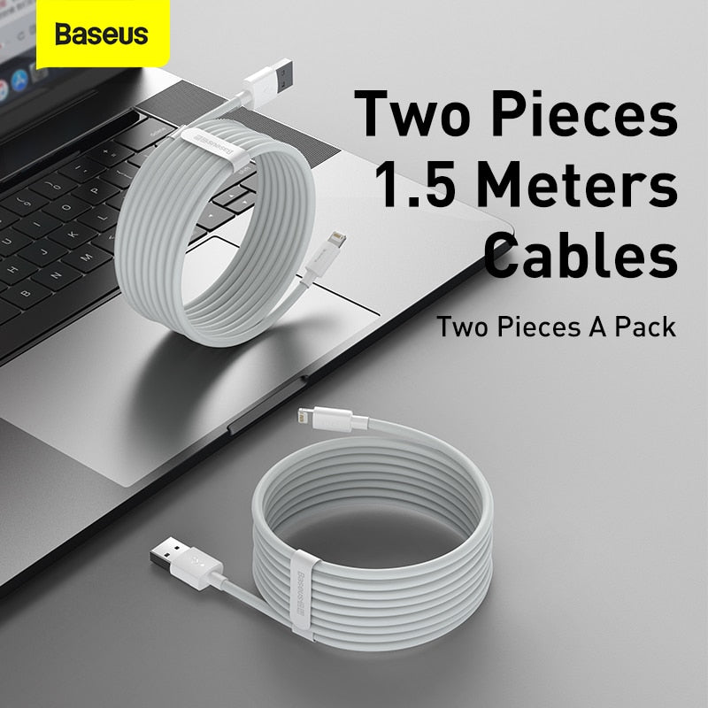 Baseus 2.4A USB Cable for iPhone 11 12 13 14 Pro Max 8 X Xr Fast Charging USB Cable Data Sync Cable Phone Charger Cable Cord