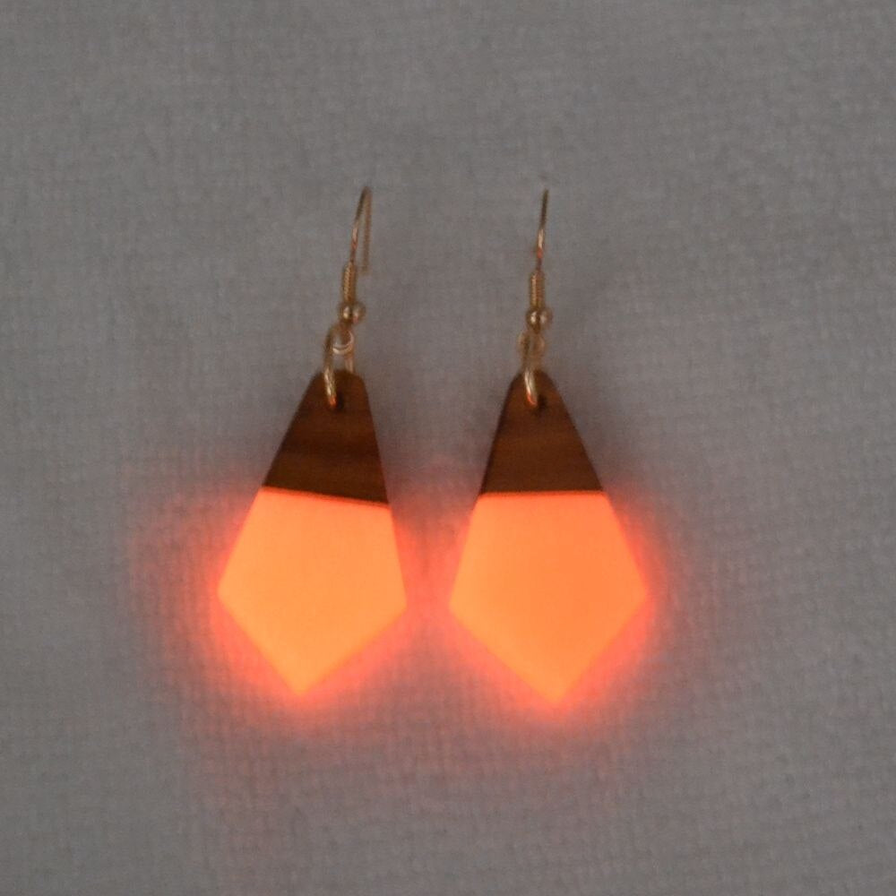 New earrings, special light absorbing and shining earrings, resin wood with luminous jewelry earrings in the dark