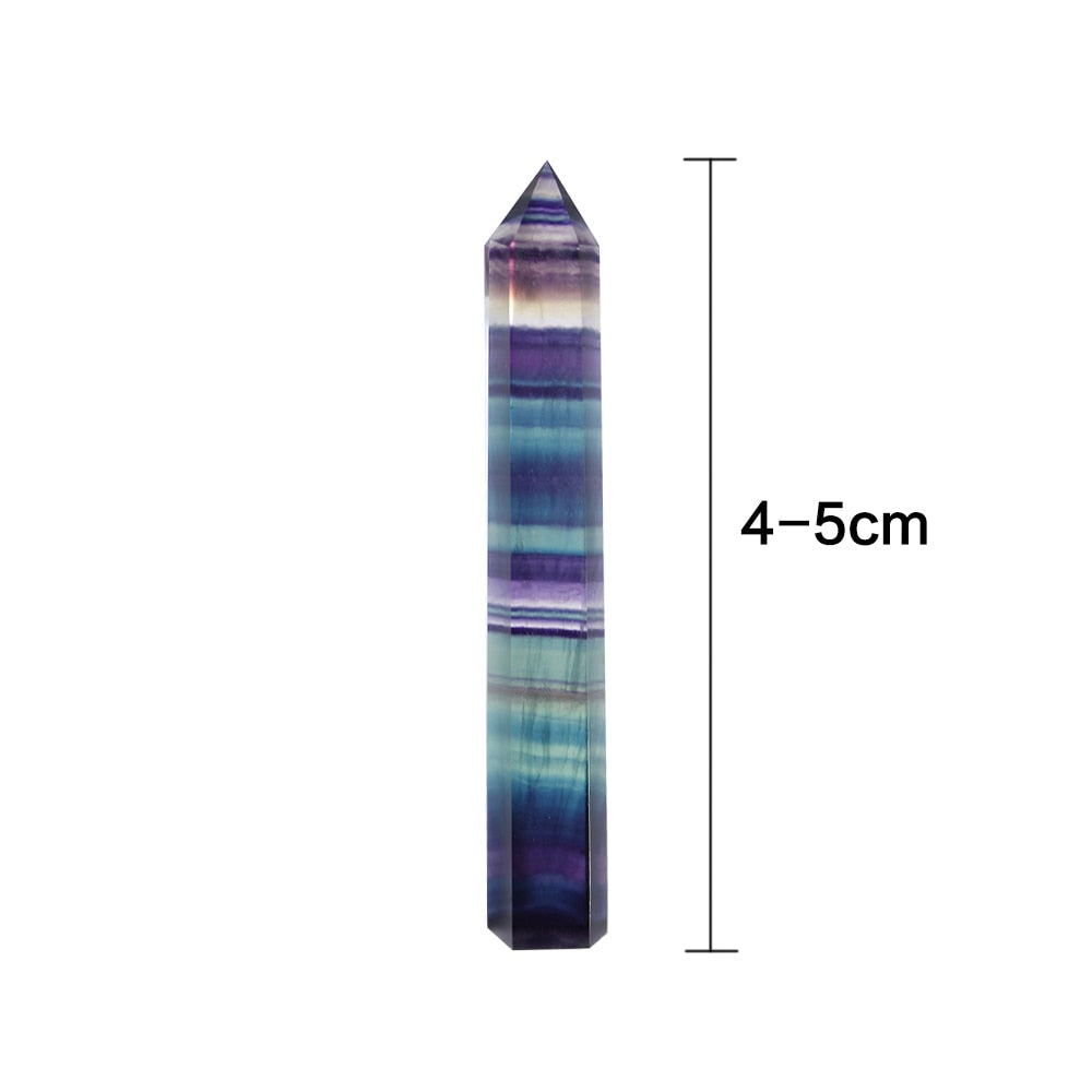 Natural Fluorite Crystal Colorful Striped Fluorite 4-7CM Quartz Crystal Stone Point Healing Hexagonal Wand Treatment Stone