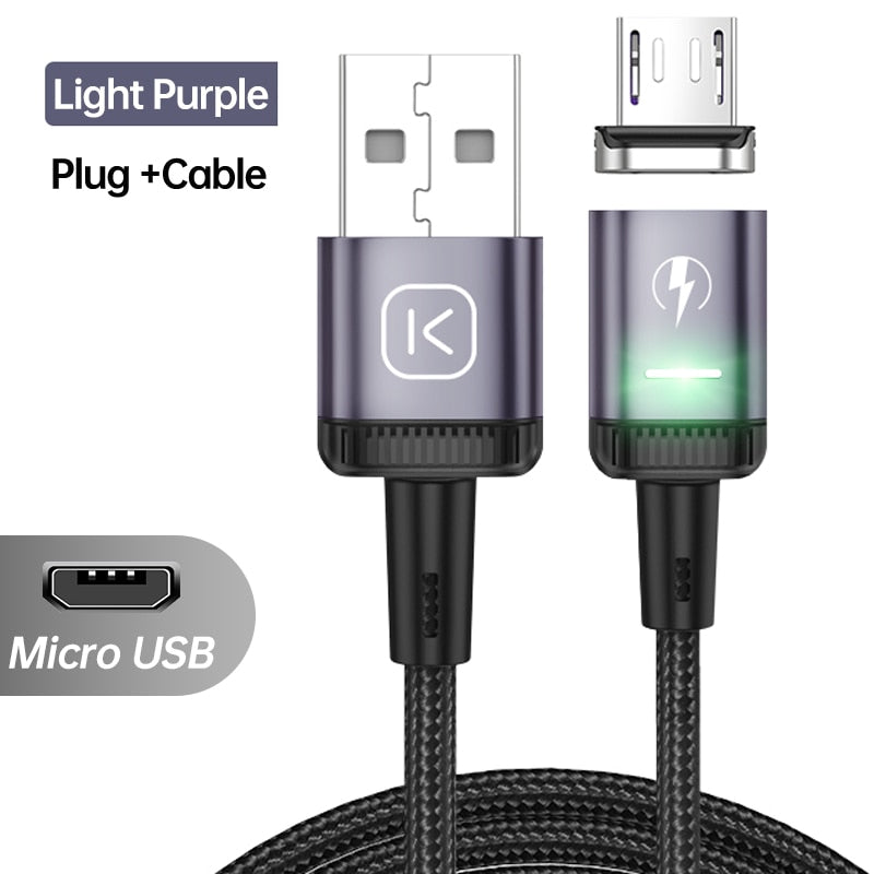KUULAA LED Magnetic USB Cable 3A Fast Charging Type C Cable Magnet Charger Micro USB Cable for iPhone xiaomi poco samsung cord