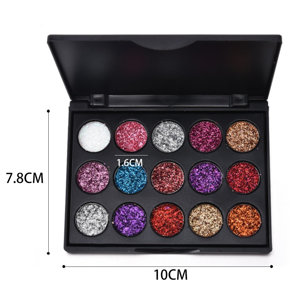 CmaaDu 15 Color Studio Shimmer Glitter Eyeshadow Powder Palette Matte Eyeshadow Cosmetic Makeup Pigment Eyeshadow Palette