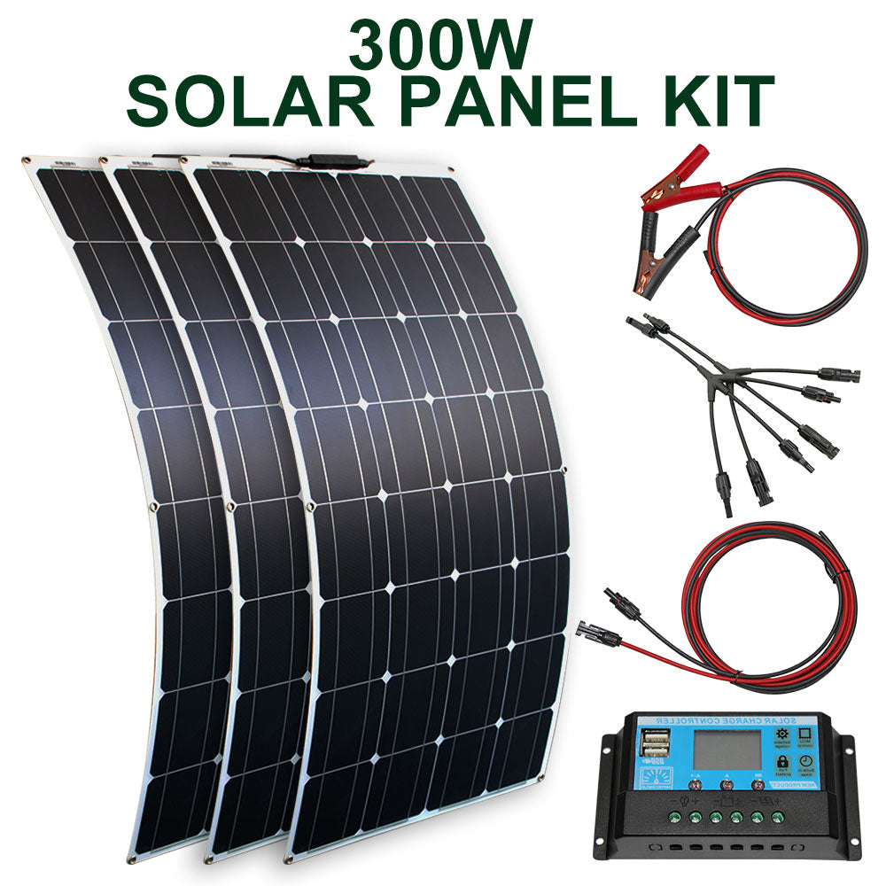 Kit de panneaux solaires et 300w 200w 100w panneaux solaires flexibles 12v 24v module de chargeur de batterie à haute efficacité