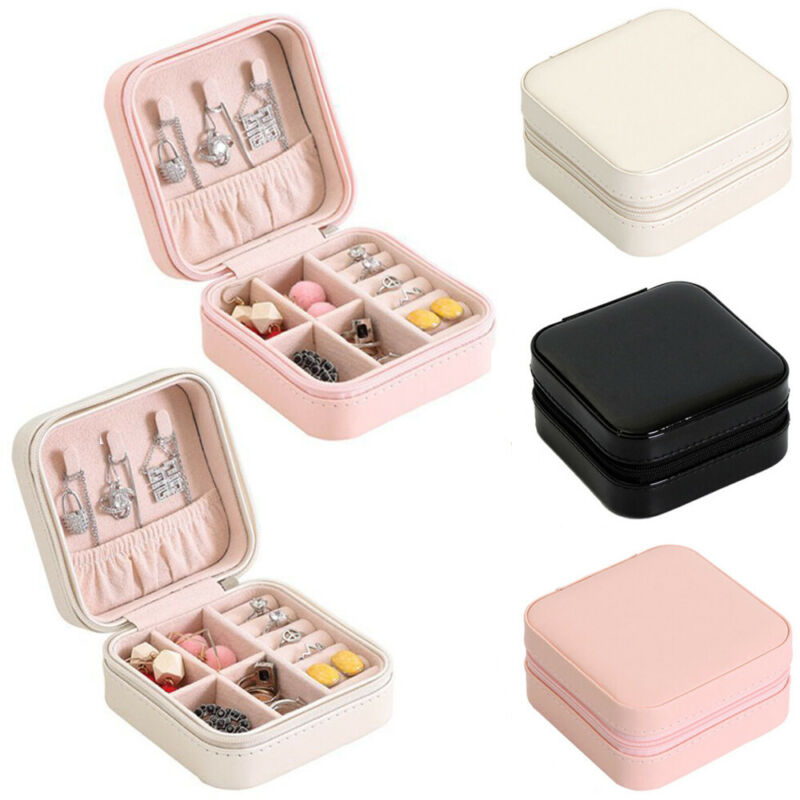 Mini Jewelry Display Case Ring Box Cabinet Armoire Portable Organizer Case Travel Storage