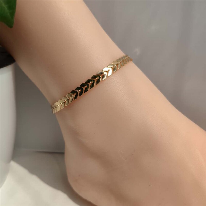 4 PCS/Set Simple Figaro Chain Anklets for Women Fashion Gold Silver Color Ankle Bracelet on Leg 2021 Bohemian Beach Foot Jewelry