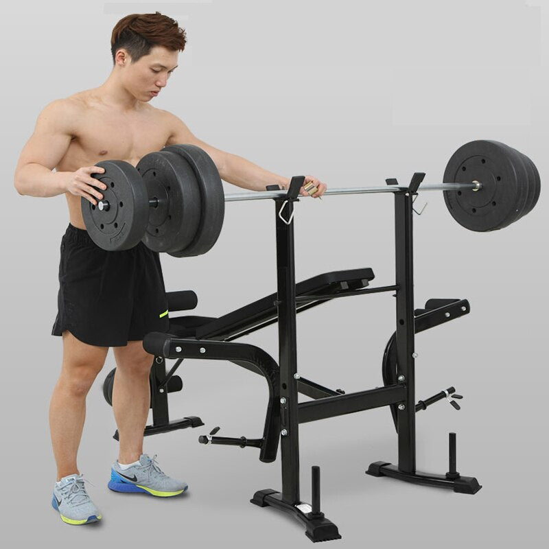 Indoor Multifunctional Household Supine Board Weight Bench Barbell Rack Bench Press Strength Training Device Fitness Equipment