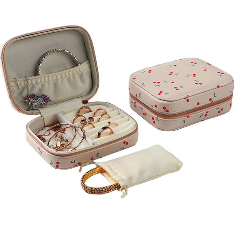 حافظة عرض مجوهرات صغيرة صندوق حلقي خزانة الدولاب المحمولة منظم حقيبة تخزين السفر
