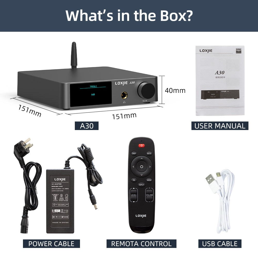 LOXJIE A30 سطح المكتب ستيريو الصوت مكبر كهربائي وسماعة أمبير دعم APTX بلوتوث 5.0 ESS DAC رقاقة مع جهاز التحكم عن بعد