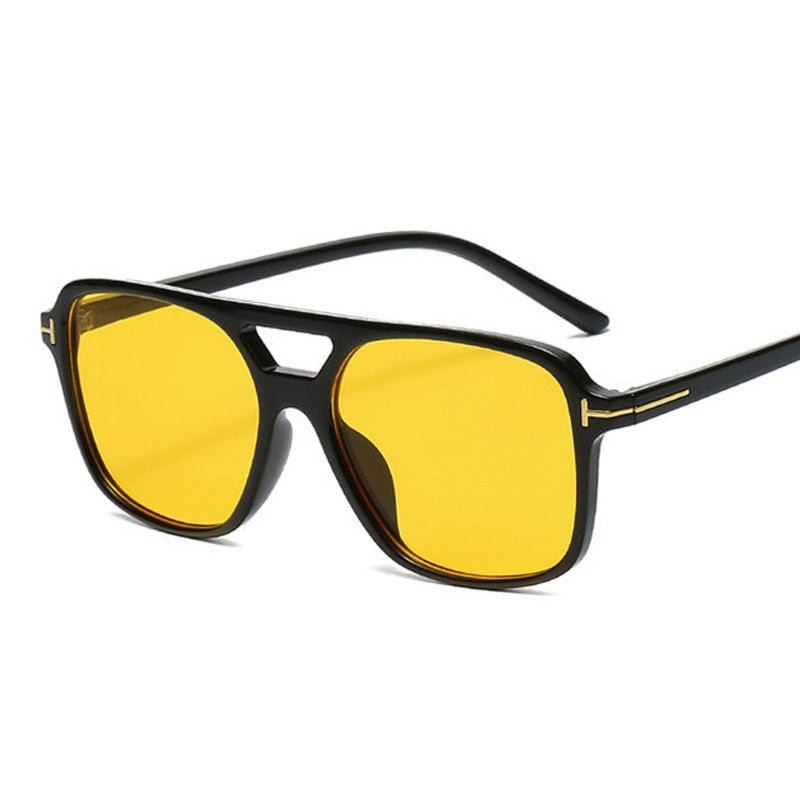 خمر النظارات الشمسية مربع امرأة الرجعية العلامة التجارية مرآة نظارات شمسية الإناث أسود أصفر موضة كاندي الألوان Oculos دي سول Feminino