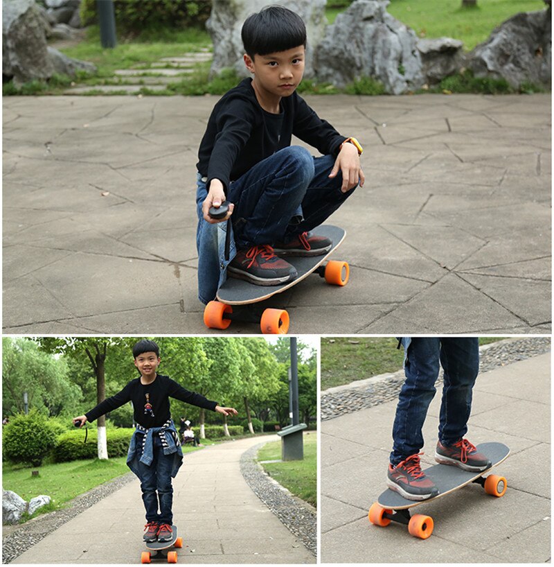 New 4 Wheel Electric Skateboard Hub Motor Wireless Remote Controller Children&#39;s Scooter Small Fish Plate Skate Board for Kids