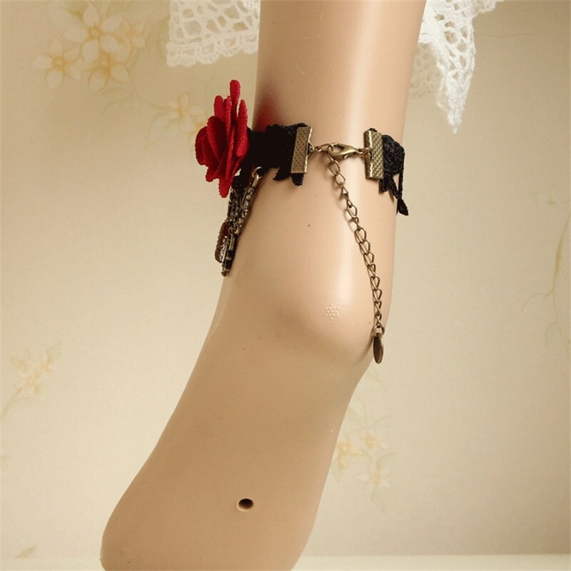 YiYaoFa Vintage Black Lace Anklet for Women Accessories Gothic Jewelry Lady Beach Anklet Bracelet Summer Foot Jewelry LA-39