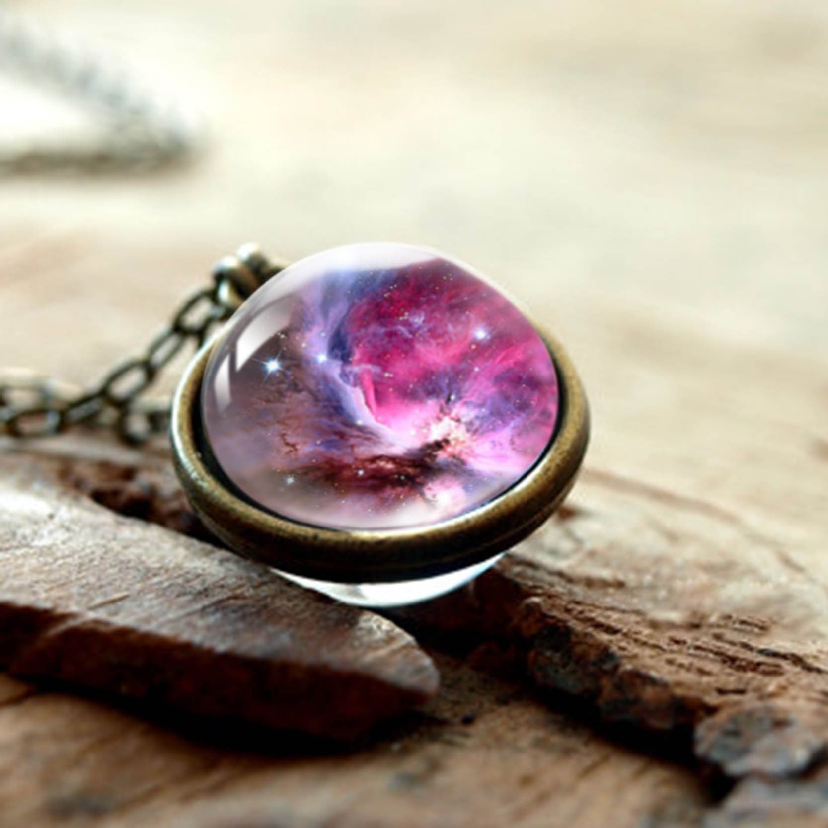 2020 New Nebula Galaxy Double Sided Pendant Necklace Universe Planet Jewelry Glass Art Picture Handmade Statement Necklace