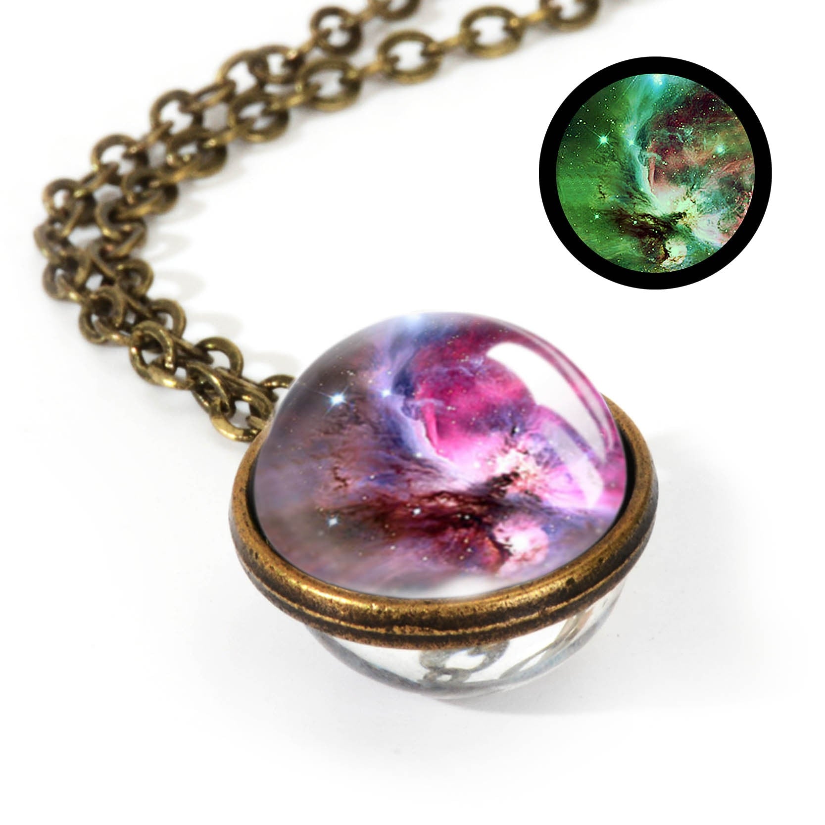 2020 New Nebula Galaxy Double Sided Pendant Necklace Universe Planet Jewelry Glass Art Picture Handmade Statement Necklace