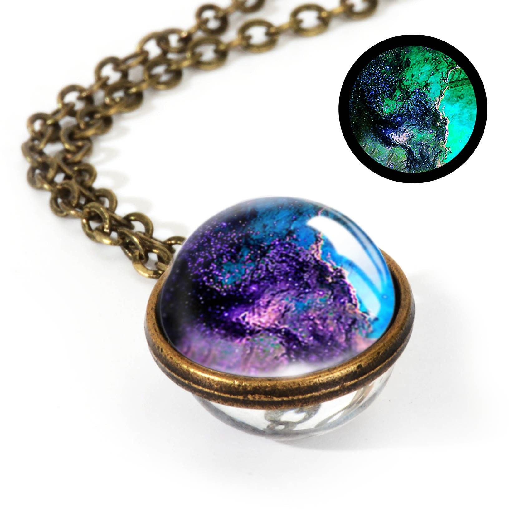 2020 New Nebula Galaxy Double Sided Pendant Necklace Universe Planet Jewelry Glass Art Picture Handmade Statement Necklace