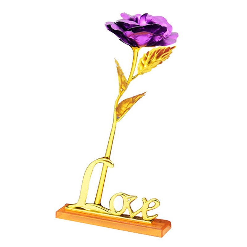 24k Gold Plated Rose With Love Holder Box Gift Valentine&#39;s Day Mother&#39;s Day Gifts Flower Gold Dipped Rose US Drop ship