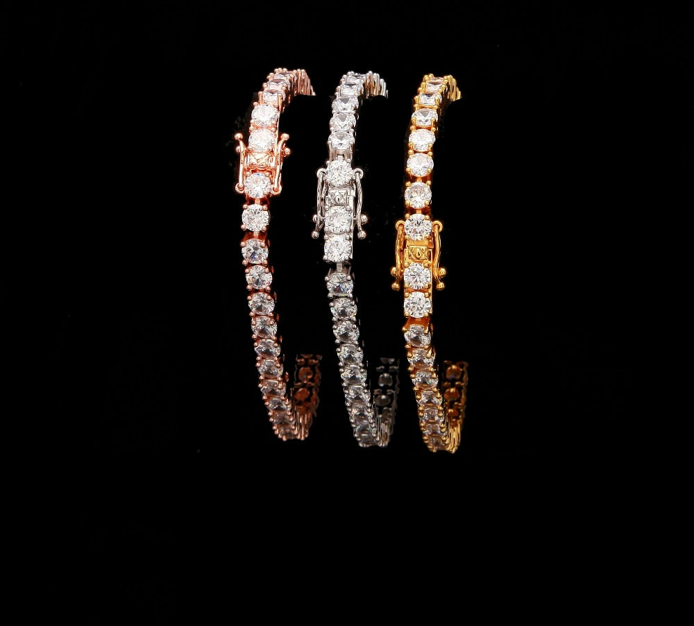 5mm Rose Gold Color CZ Tennis Bracelet Hip Hop Copper Iced Out Cubic Zirconia Jewelry For Men Women