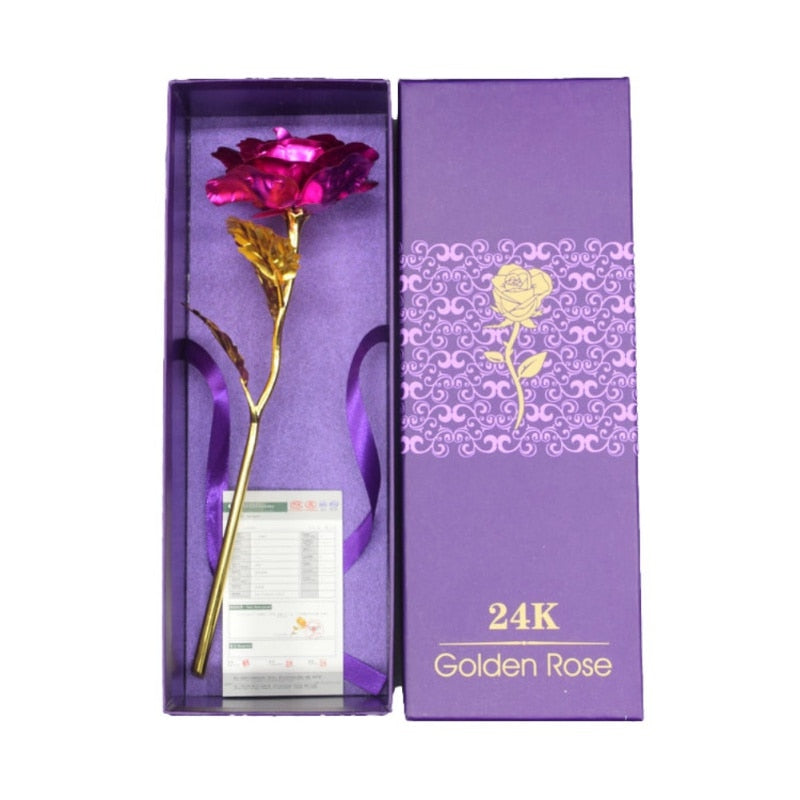 24k Gold Plated Rose With Love Holder Box Gift Valentine&#39;s Day Mother&#39;s Day Gifts Flower Gold Dipped Rose US Drop ship