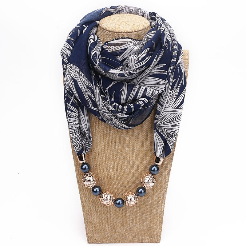 RUNMEIFA New Pendant Scarf Necklace Bohemia Necklaces For Women Chiffon Scarves Pendant Jewelry Wrap Foulard Female Accessories