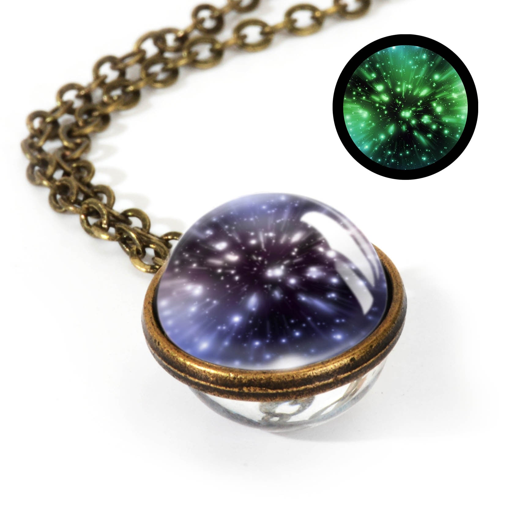 2020 New Nebula Galaxy Double Sided Pendant Necklace Universe Planet Jewelry Glass Art Picture Handmade Statement Necklace