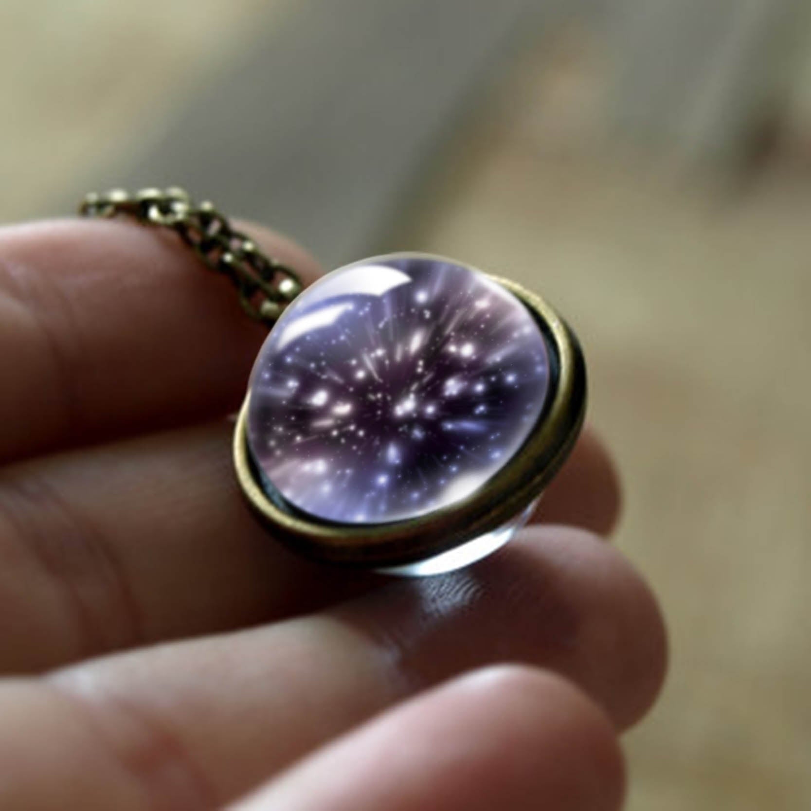 2020 New Nebula Galaxy Double Sided Pendant Necklace Universe Planet Jewelry Glass Art Picture Handmade Statement Necklace